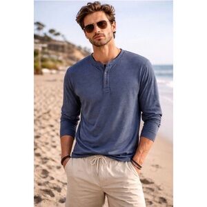 Marine Layer Henley Shirt Mens M/L Marge Blue Long Sleeve Soft Knit
Casual USA